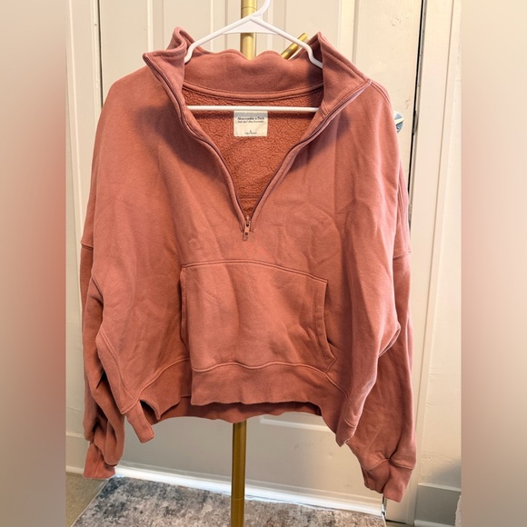 Abercrombie & Fitch Tops - Abercrombie & Fitch Dusty Rose Quarter-Zip Hoodie